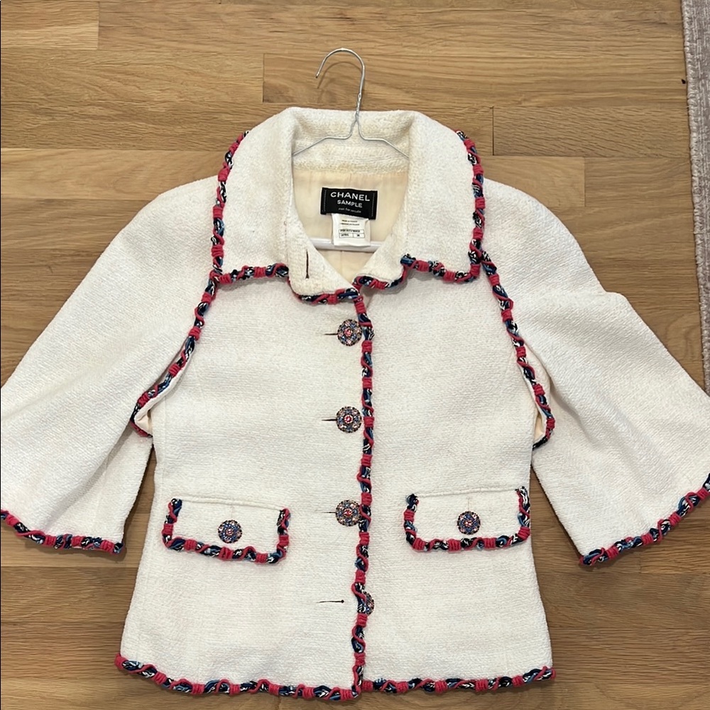 Chanel Cream Jacket with Red and Black Trim